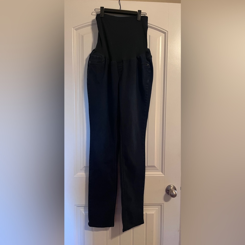 Maternity Indigo Blue Women's Straight Jeans - dark blue